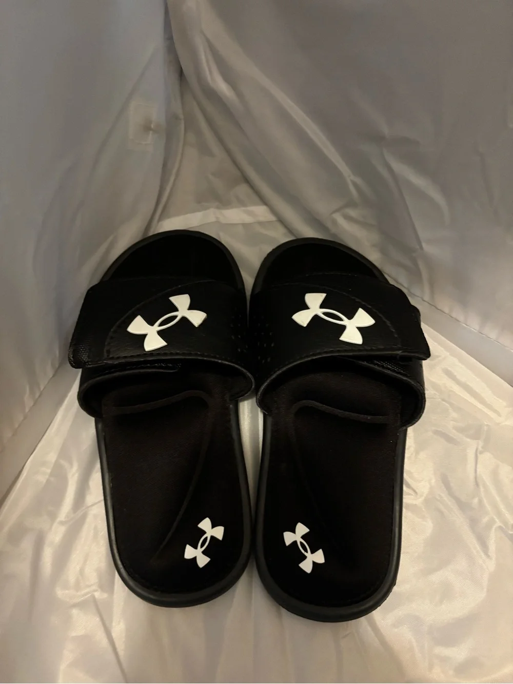 Under Armour Kids Black Slide Sandals with White Logo